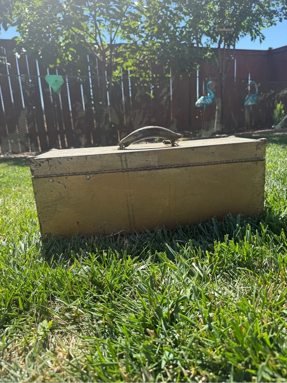 Vintage 1942 WWII US Army M6 Steel Tool Box Chest with Tray Removable Handle